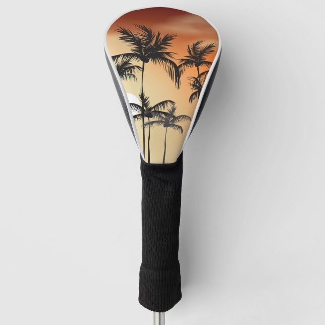 Sunset Palm Trees Beach Summer Golf Head Cover (Front)