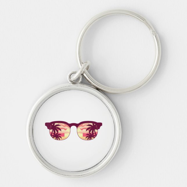 Sunset Palm Trees Beach Summer Vacation Tropical S Key Ring (Front)