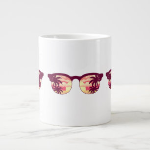 Sunset Palm Trees Beach Summer Vacation Tropical S Large Coffee Mug