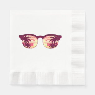 Sunset Palm Trees Beach Summer Vacation Tropical S Napkin