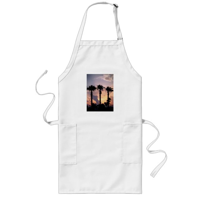 Sunset Palm Trees Beach Tiki Bar BBQ Cooking Apron (Front)