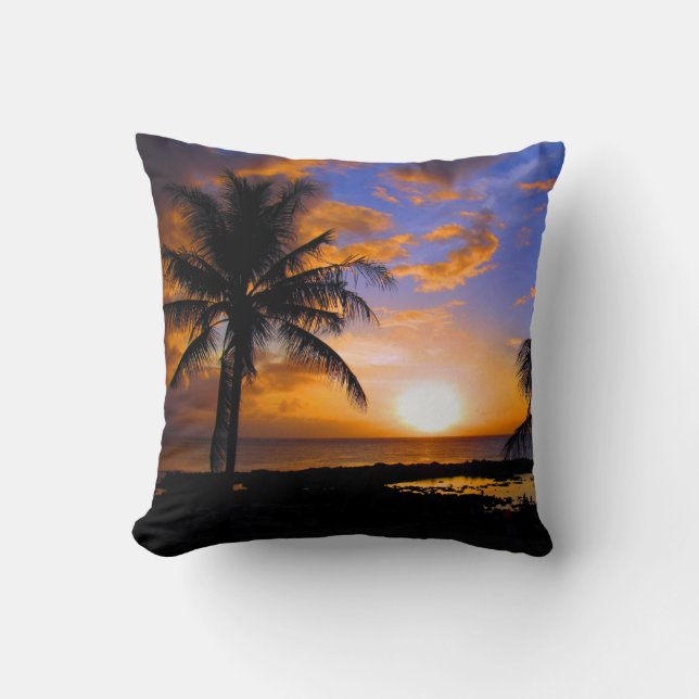 sunset palm trees cushion (Front)