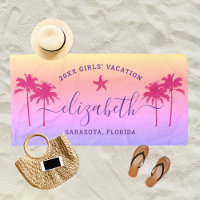 Sunset Palm Trees Custom Purple Girls Vacation