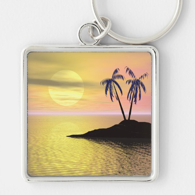 Sunset Palm Trees Key Ring (Front)