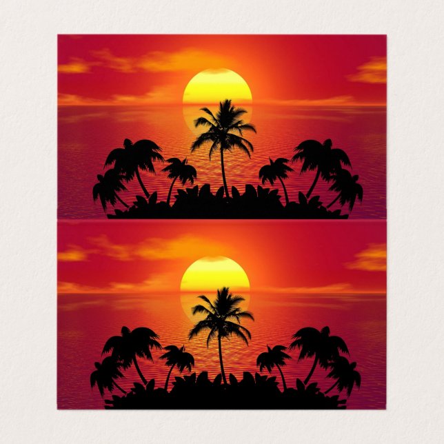 Sunset Palm Trees Silhouette-16514 Business Card (Inside Unfolded)