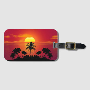 Sunset Palm Trees Silhouette-16514 Luggage Tag