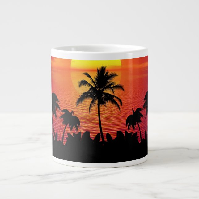Sunset Palm Trees Silhouette-16515 Large Coffee Mug (Front)