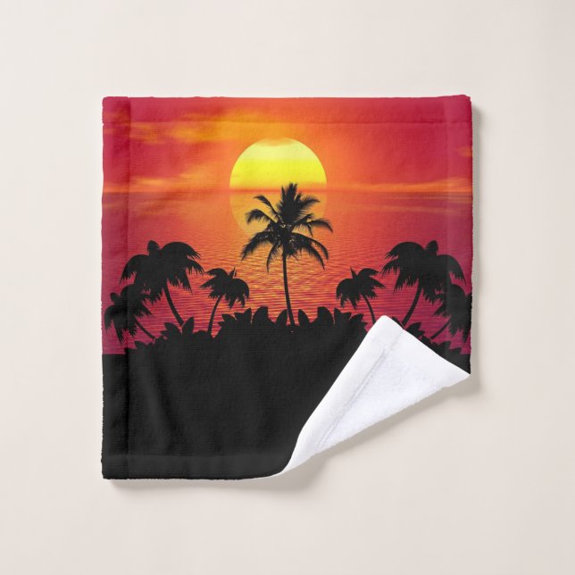 Sunset Palm Trees Silhouette-16515 Wash Cloth (Wash Cloth)