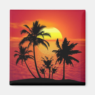 Sunset Palm Trees Silhouette Design-65143 Magnet