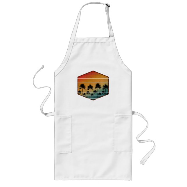 SUNSET PALM TREES SUMMER LONG APRON (Front)