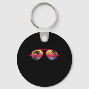 Sunset Palm Trees Sungles Beach Tropical Summer Me Key Ring