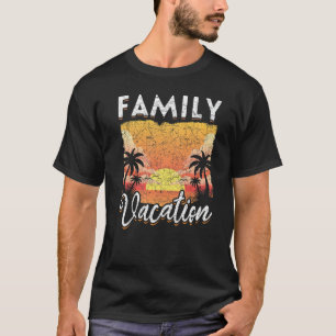 Sunset Palm Trees Tropical Summer Vacation Family T-Shirt