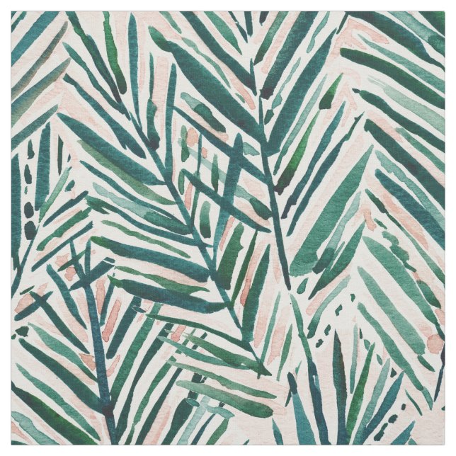 SUNSET PALMS Blush Tropical Print Fabric (Swatch)