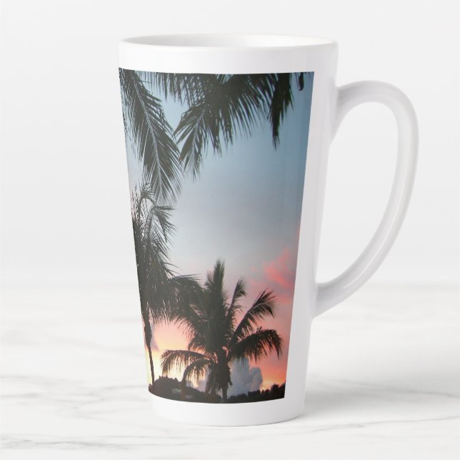 Sunset Palms Tropical Landscape Photography Latte Mug (Right)