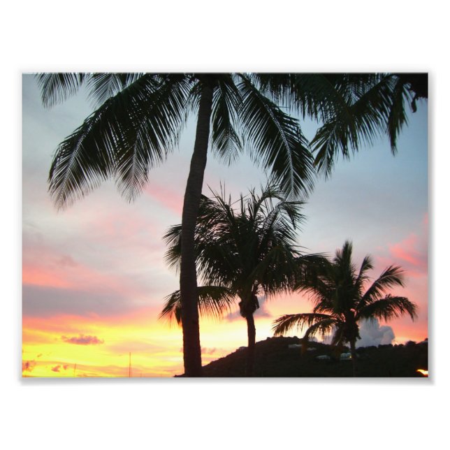 Sunset Palms Tropical Landscape Photography Photo Print (Front)