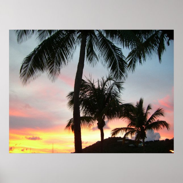 Sunset Palms Tropical Landscape Photography Poster (Front)