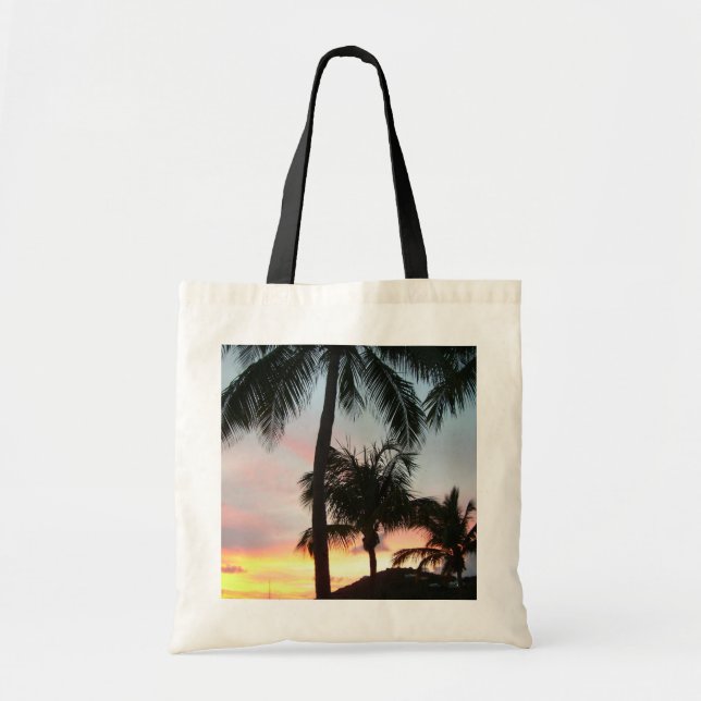 Sunset Palms Tropical Landscape Photography Tote Bag (Front)