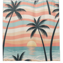 Sunset Palms – Tropical Sunset Shower Curtain