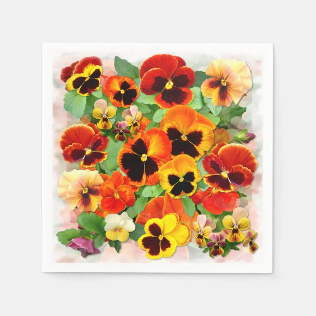 Sunset Pansies Napkin (Front)