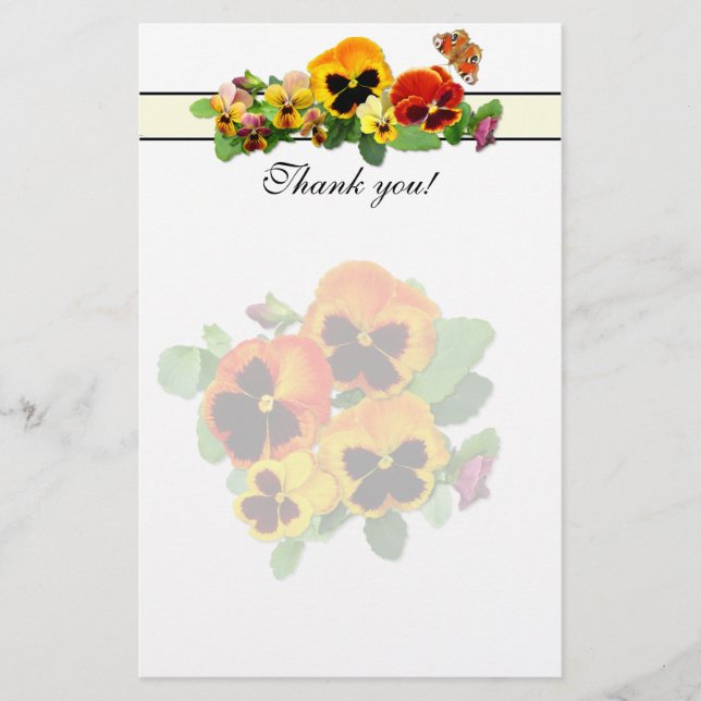 Sunset Pansies Stationery (Front)