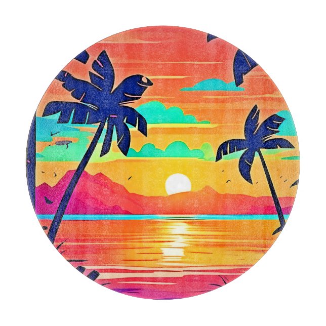 Sunset Paradise Artwork Cutting Board (Front)