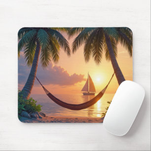 Sunset Paradise Hammock Mouse Pad