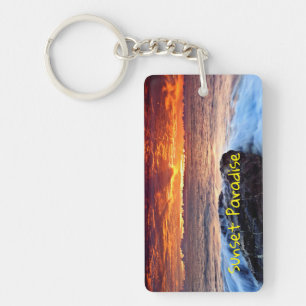 Sunset Paradise Island Beach Key Ring