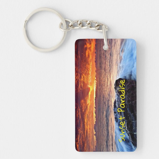 Sunset Paradise Island Beach Key Ring (Front)