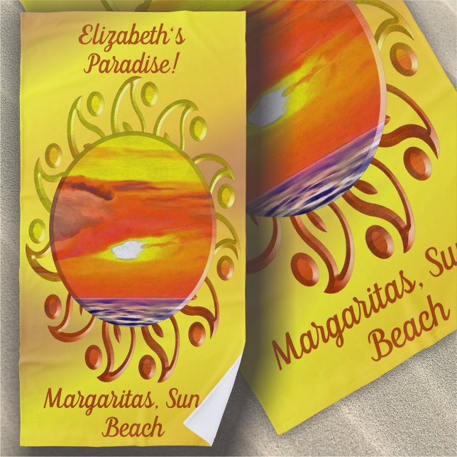 Sunset Paradise Margaritas 2443  Beach Towel (Creator Uploaded)