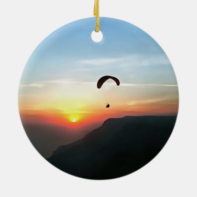 Sunset Paraglide Ceramic Tree Decoration (Back)