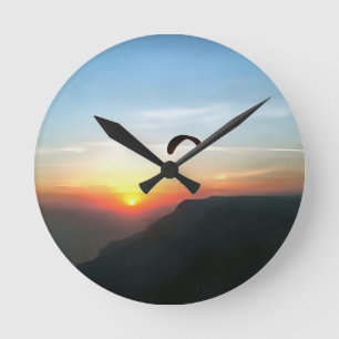 Sunset Paraglide Wanderlust Extreme Sports Art Round Clock