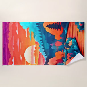 Sunset Path Through Autumn Forest Beach Towel