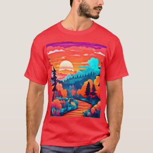 Sunset Path Through Autumn Forest T-Shirt