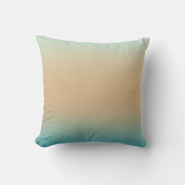 Sunset Peach Aqua Ombre Cushion (Front)