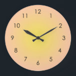Sunset Peach Yellow Gradient Ombre  Large Clock<br><div class="desc">Beautiful digital watercolor Peach Yellow gradient ombre design. Gradient summer gifts.</div>