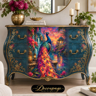 Sunset Peacock Lantern Garden Decoupage Tissue Paper