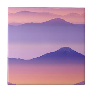 Sunset Peaks – Golden Mountain Dreamscape (2) Ceramic Tile