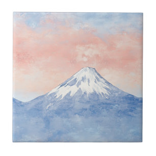 Sunset Peaks – Golden Mountain Dreamscape Ceramic Tile