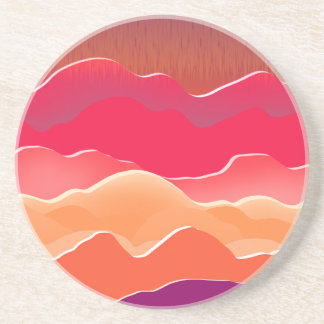 Sunset Peaks Modern Paper Collage Art Coaster