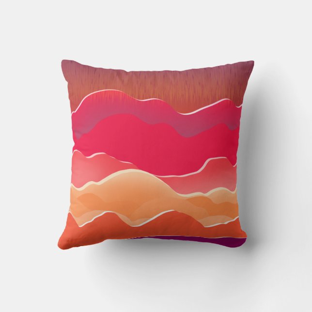 Sunset Peaks Modern Paper Collage Art Cushion (Back)