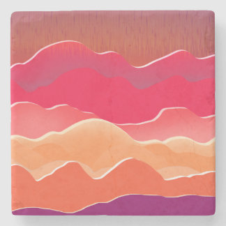 Sunset Peaks Modern Paper Collage Art Stone Coaster
