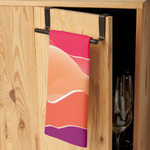 Sunset Peaks Modern Paper Collage Art Tea Towel