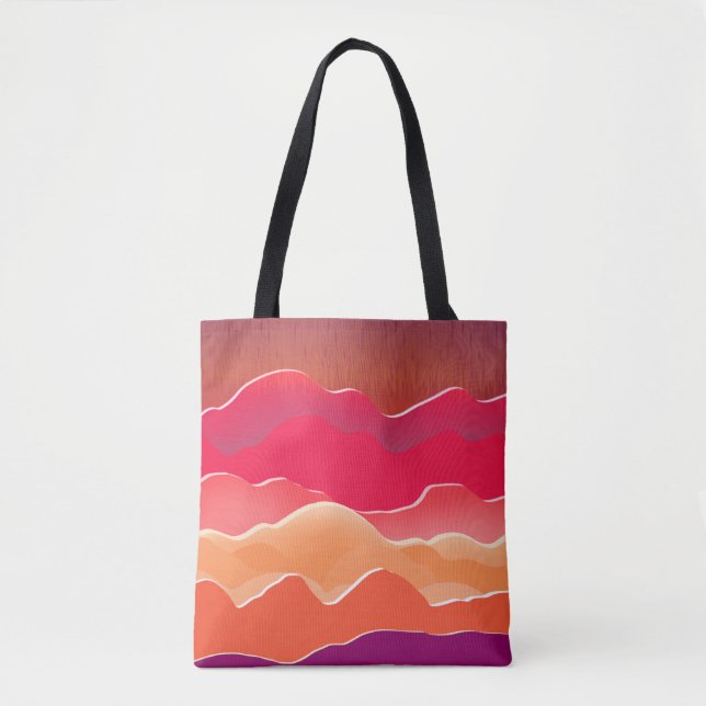 Sunset Peaks Modern Paper Collage Art Tote Bag (Front)