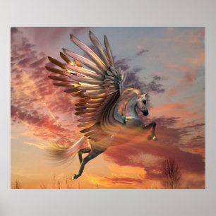 Sunset Pegasus 24"x20" Value Poster , pick options