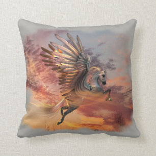 Sunset Pegasus Throw Pillow 16" x 16" pick colour