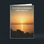 Sunset Personalised Grandson Birthday Card<br><div class="desc">Greeting card ocean sunset grandson birthday card. Customise this birthday card with any text then have it printed and sent to you or instantly download it to your mobile device. Should you require any help with customising then contact us through the link on this page. Ocean photography personalised grandson birthday...</div>