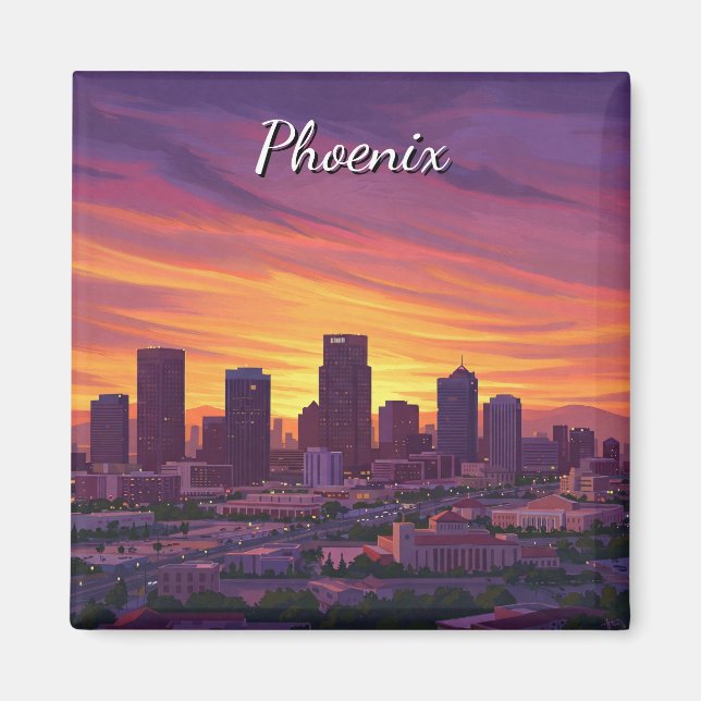 Sunset Phoenix Skyline Arizona Travel Magnet (Front)