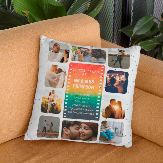 Sunset Photo Collage Mr and Mrs 20th Anniversary Cushion (Creator Uploaded)