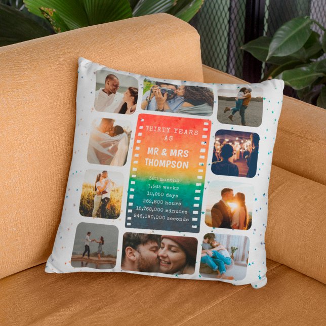 Sunset Photo Collage Mr and Mrs 30th Anniversary Cushion (Creator Uploaded)