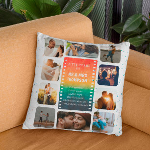 Sunset Photo Collage Mr and Mrs 50th Anniversary Cushion
